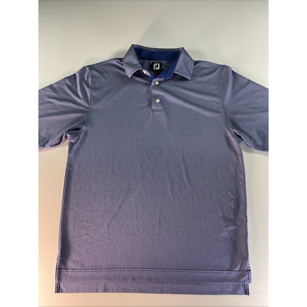 FootJoy Polo Shirt Mens Size M Blue Geometric Print Golf Performance Stretch Top
